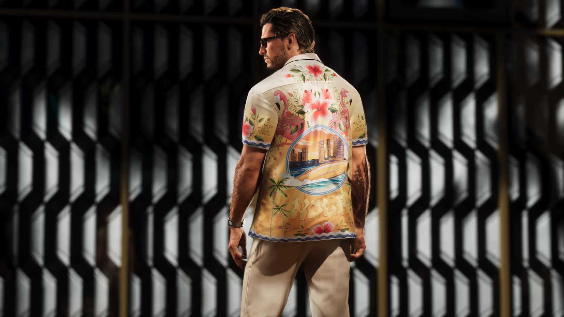 Vice City floral shirt back detail
