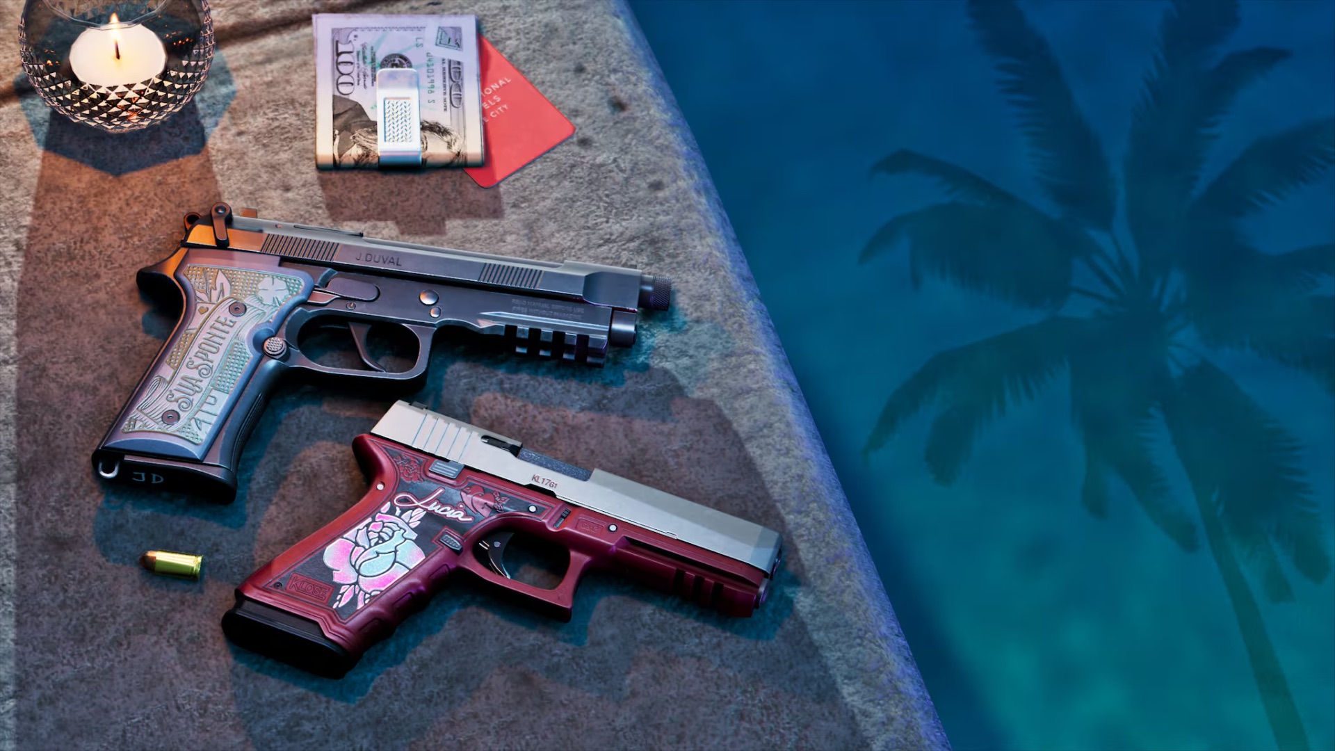 Jason's Girardi ES9 and Lucia's Klose K17 personalized pistols